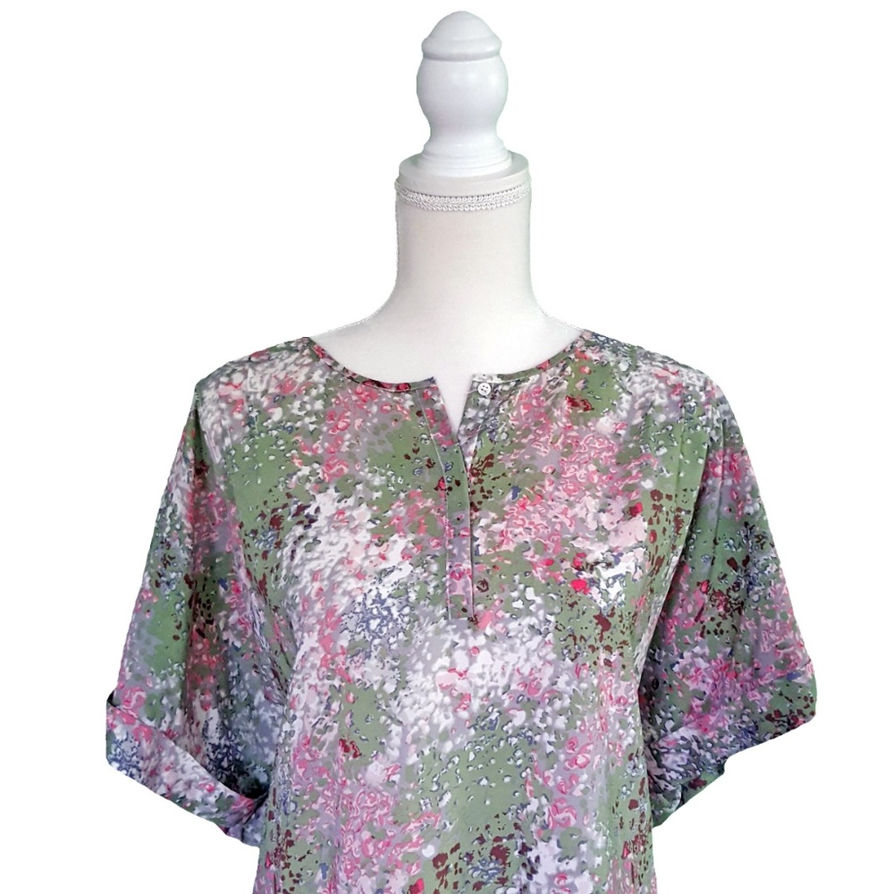 J. Crew Womens Floral Crepe De Chine Top Blouse L - Picture 4 of 8